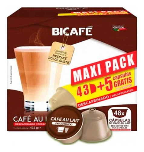 Pack X48 Cápsulas De Café Bicafé Au Lait Descafeinado Ub