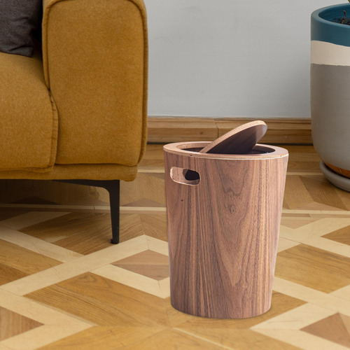 Bote De Basura De Madera Con Tapa De Residuos De Madera Bin
