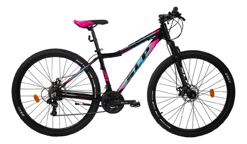 Mountain bike femenina SLP 10 Pro Lady  2023 R29 M 21v frenos de disco mecánico cambios Shimano Tourney TZ31 color negro/rosa con pie de apoyo  