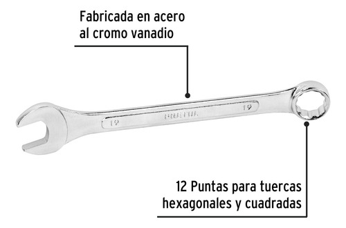 Llave Combinada 19 X 230mm Mecanica Tubieras Acero 21913