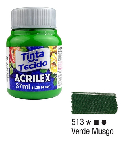 Kit Com 6 Tintas De Tecido Tela Acrilex 37ml