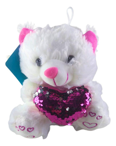 Urso Pelucia Romantico Love Coração Lantejoula 18cm