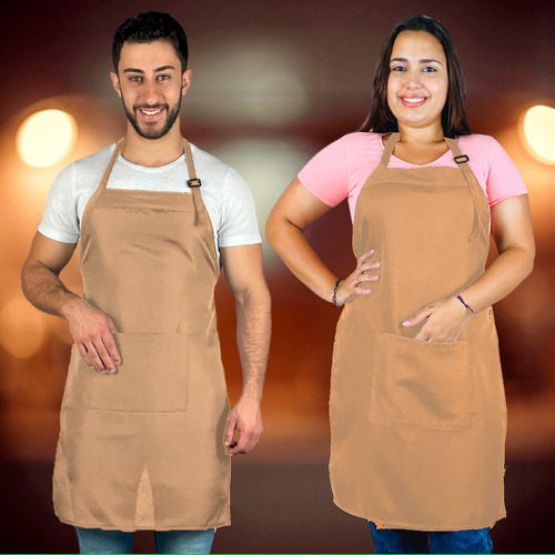 Kit 6 Avental Oxford Garçom Restaurante Cozinha Lanchonete Cor Bege