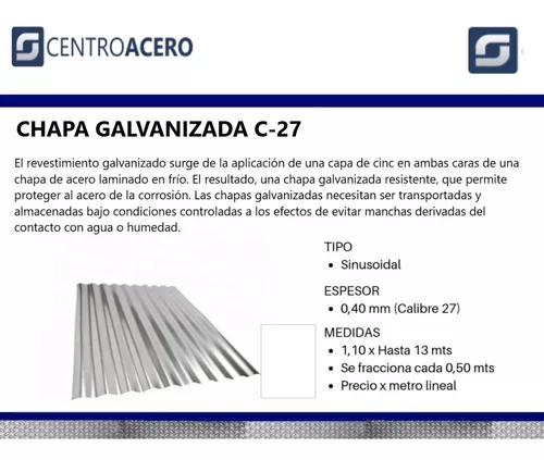 Chapa Acanalada Galvanizada C-27 (0,41mm)