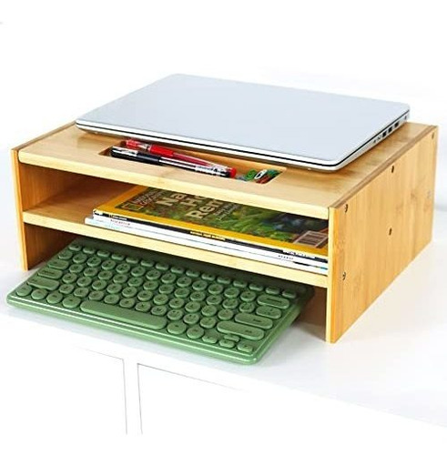 Imagen 4 de 4 de Soporte Elevador Bambu Para Monitor 2 Nivele Escritorio