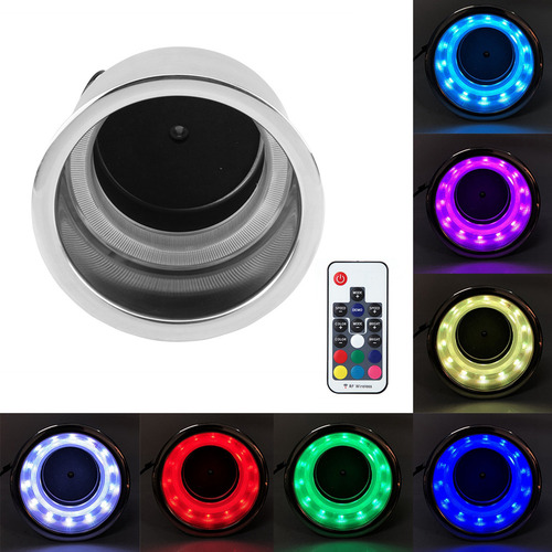 Portavasos Con Control Remoto De Acero Inoxidable Led Rgb Dr
