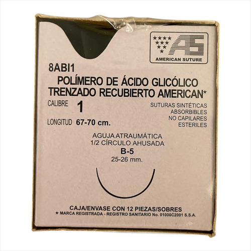 Hilo Poliglicol American Sutura Calibre # 1 Color B-5
