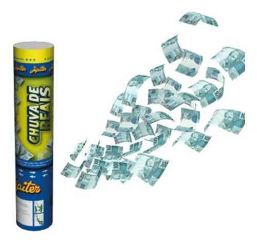 Kit 2 Lança Confete Chuva De Dinheiro Reais 30cm