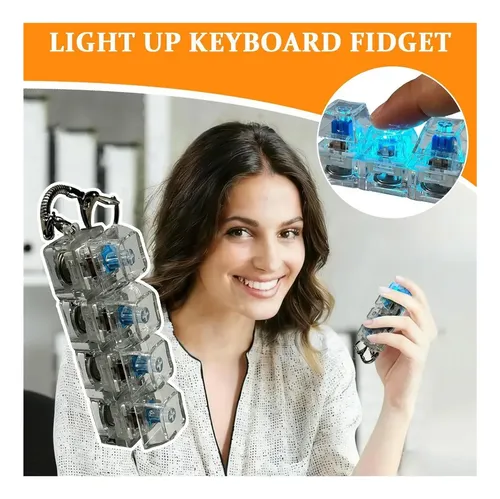 Clicker Teclado Fidget Con Luz LED – Mini Juguete Antiestrés Transparente Con Llavero, Luces De Colores, Ideal Para Ansiedad, Oficina Y Viajes