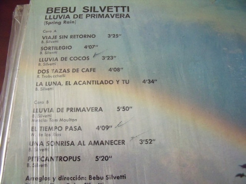 Lp Bebu Silvetti, Lluvia De Primavera (Usado)