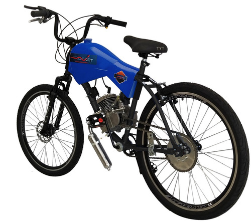 Bicicleta Motorizada Rocket Spitfire 100cc - Com Carenagem Cor Azul Safira