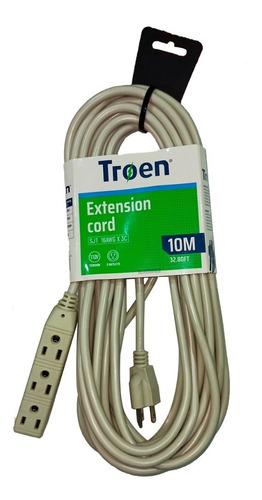 Extension Electrica 10m De 3 Tomas 3 Contactos Cable 16awg