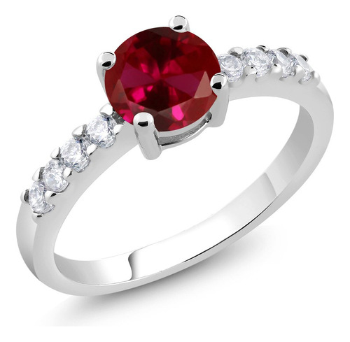 Gem Stone King Anillo De Compromiso Red Created Ruby Para M.