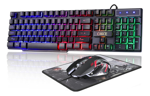 Teclado Mecanico Y Mouse Gamer Rgb Usb Wired Led Backlight