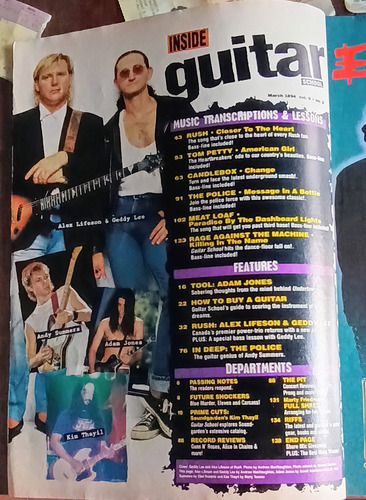 Revista Guitar School - Rush - Police - Ratm - Tom Petty (Usado)