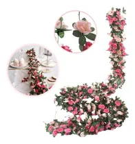 Comprar Rosas Artificiales Follaje Guirnalda Flores Guia Enredadera Color Rosa