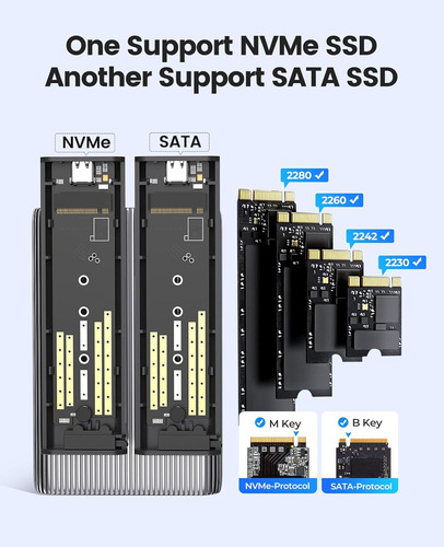 Ssd Sata Orico Dual M.2 Nvme Ngff De Aluminio