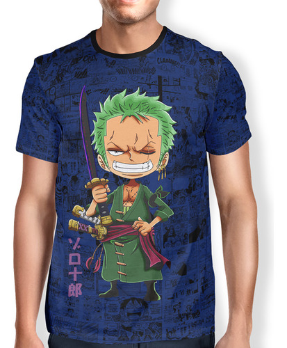 Camisa Personagens One Piece Moda Geek Roronoa Zoro Top Full