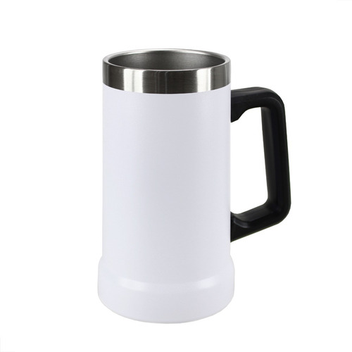 Caneca Térmica Chopp À Vácuo Inox Cerveja 709ml C/ Alça Cor Branco