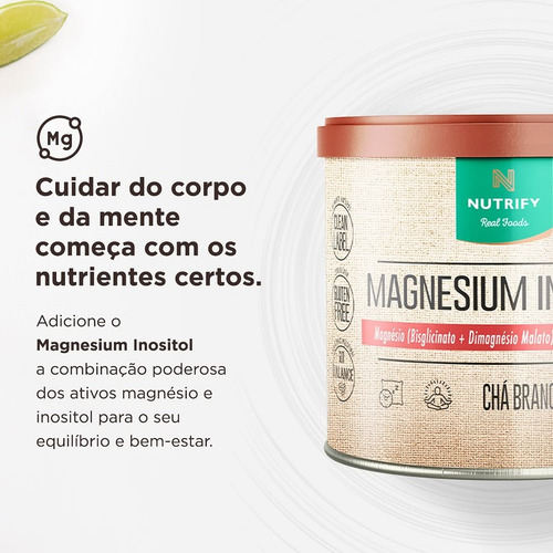 Magnésio Inositol Chá Branco Com Lichia - Nutrify 300g