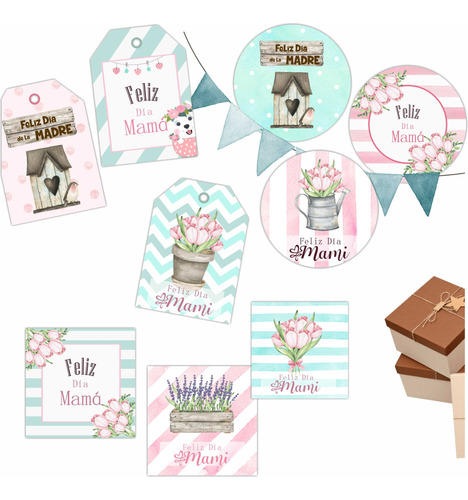 Kit Imprimible Dia De La Madre, Tags Etiquetas Sticker Kit 4