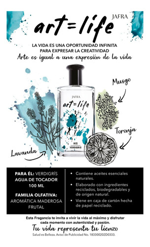 Eau De Toilette Art Life Verdigris Jafra De Caballero 100 Ml