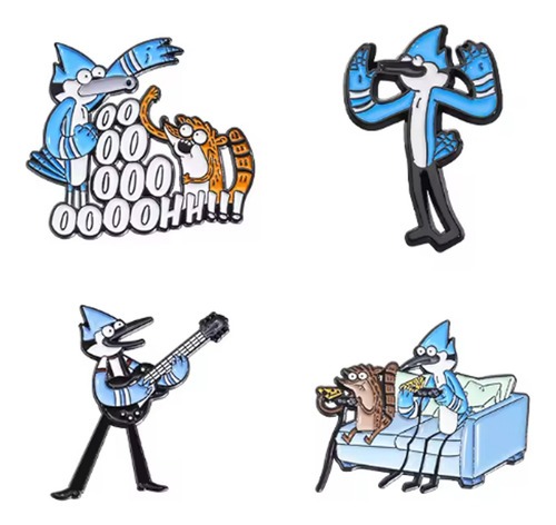 Set 4 Pin Pines Un Show Mas Regular Show Caricatura Animada