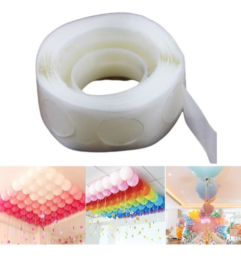 Imagen 1 de 10 de Cinta Bifaz De Acetato Pegamento Para Globos Decoracion