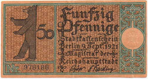 Billete De 50 Pfennig Alemania Notgeld Berlin Kreuzberg 