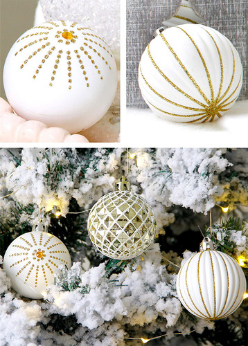 30 Adornos De Esferas De Navidad, 60 Mm, Pintados En Oro Y