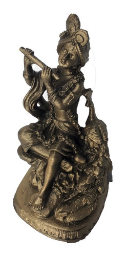 Figura Del Dios Hindú Krishna C/ Pavo Real 20cm