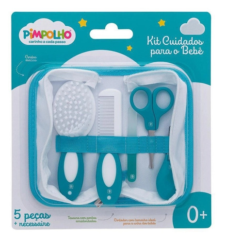 Imagem 3 de 3 de Kit Higiene 5 Pçs C/ Necessaire Azul Pimpolho 87442