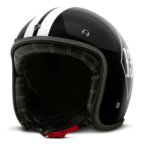 Capacete Aberto Etceter Custom Biker Brilhante Old School Cor Preto Tamanho do capacete 56