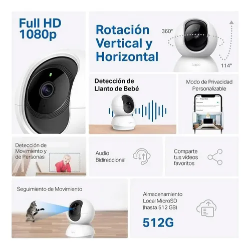 Cámara De Seguridad Tp-link Tapo C200c Wifi Full Hd 360° Blanco