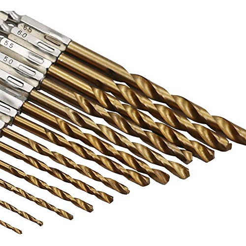 13pcs Hss Titanium Coated Twist Broca Set Hex Shank Quick