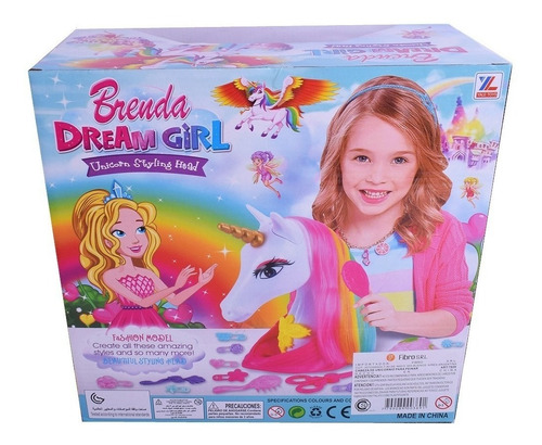 Cabeza De Unicornio Para Peinar 23 Cm Con Secador De Pelo