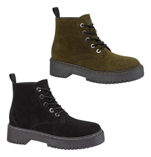 Botas Botin Militar Kit De 2 Pares Comodas Verde Y Negro 