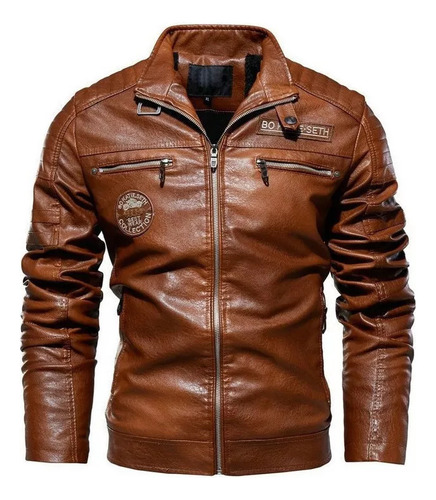 Chaqueta De Cuero Pu Moto Jacket Com L Neck B