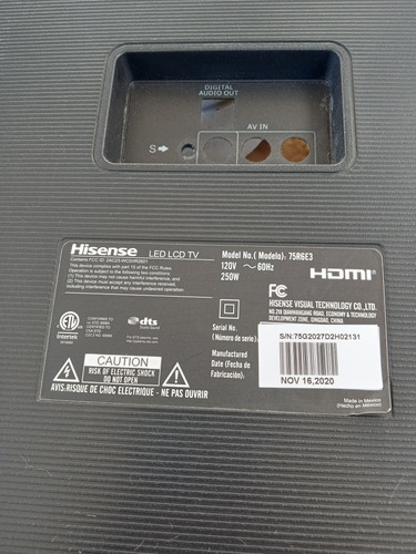 Tarjeta Fuente Hisense 75r6e3 (rssg7.820.9863/roh) *39 (Usado)