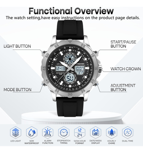 Pinidous Reloj Para Hombre Relojes Deportivos Militares Relo
