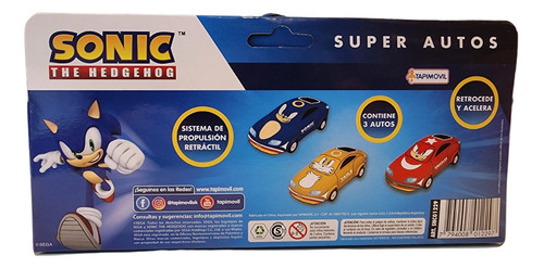 Super Autos Sonic Knuckles Y Tails Sega Pullback