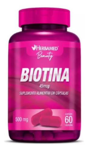 Biotina Vitamina H P/pele 45 Mcg 60capsulas Herbamed Beauty Sabor Neutro