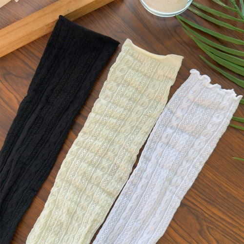 Calcetines Largos De Encaje Para Mujer, Calcetines Hasta La