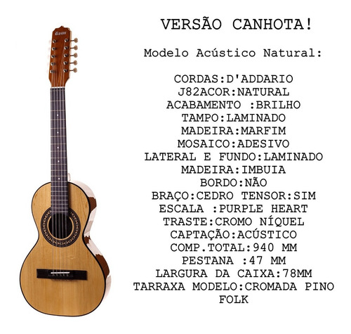 Imagem 2 de 8 de Viola Caipira Rozini Acústica Rv151 Canhoto + Capa Afinador