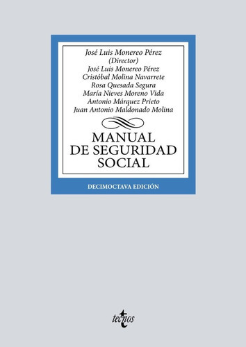 Manual De Seguridad Social, De Monereo Perez, Jose Luis. Editorial Tecnos, Tapa Blanda En Español
