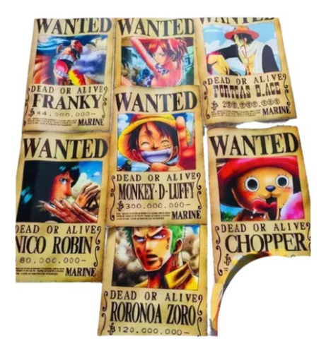 One Piece : Set De 10 Carteles. Se Busca.