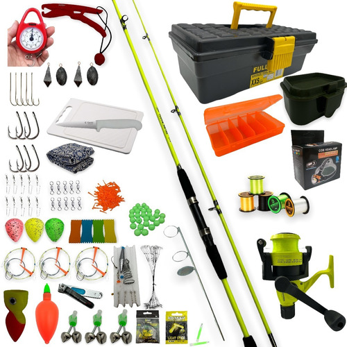 Kit Pesca Combo Completo 123 Pza Caña Reel Caja +accesorios