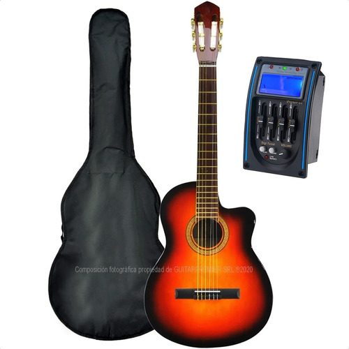 Guitarra Electroacustica Media Caja Nylon Eq Afinador Funda