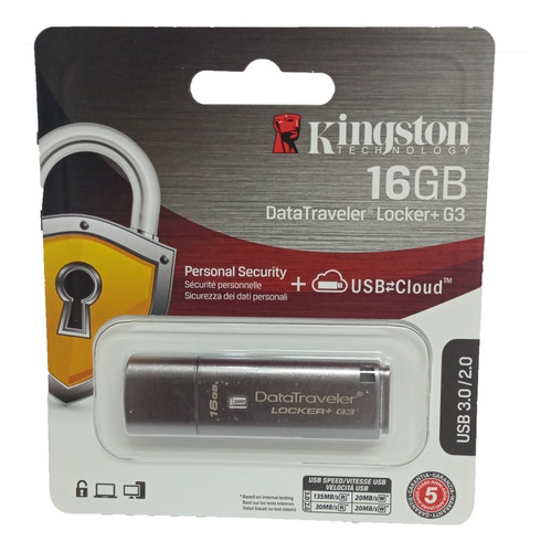 Pendrive Cifrado Kingston Datatraveler Locker+ G3 16gb 3.0