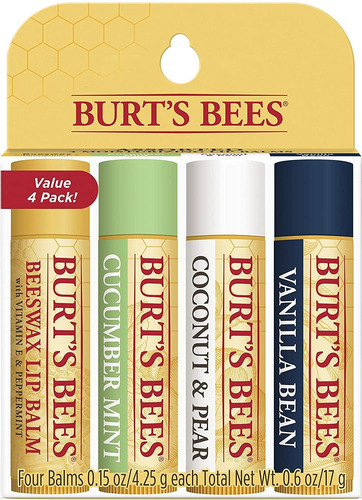 Burt's Bees Lip Balm Bálsamo Labial 4-pack 